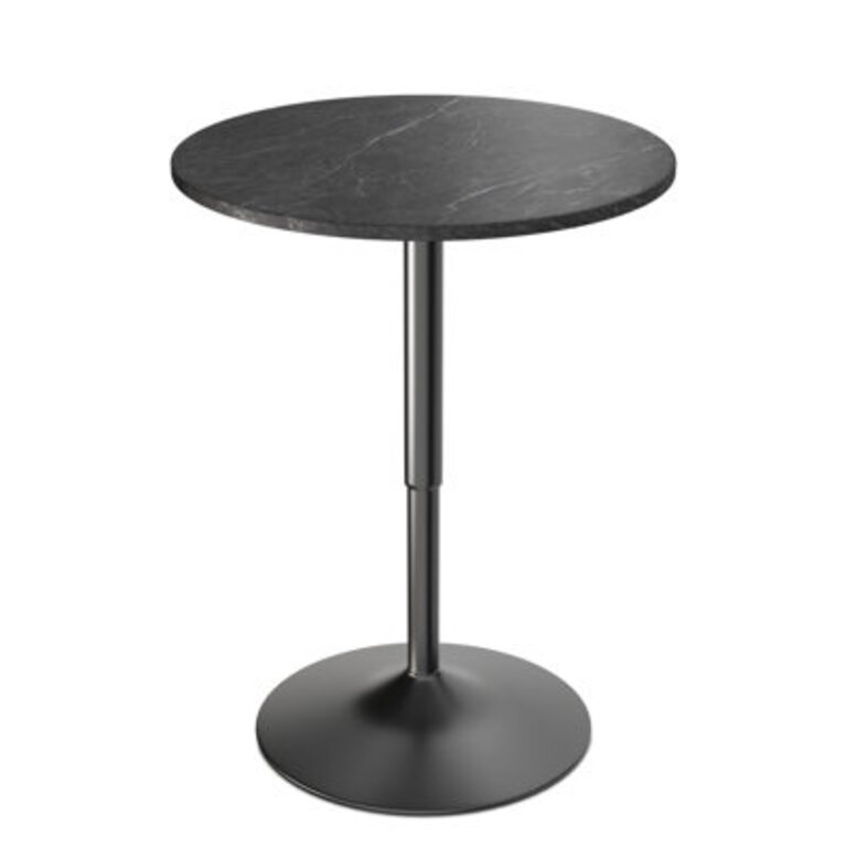 23.5" Swivel Bistro Pub Table Adjustable Height Round Cocktail Bar Table with Wood Top & Metal Base
