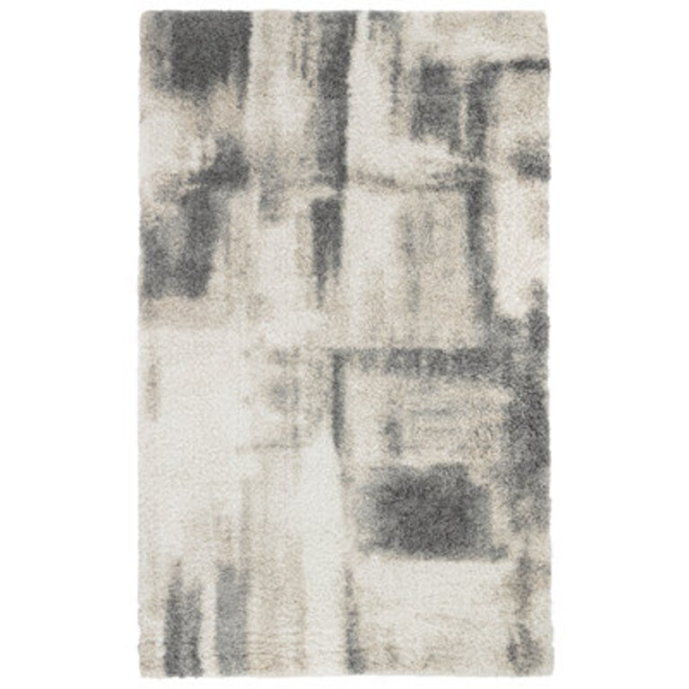 Clareon Abstract Machine Woven Polypropylene Area Rug in Gray