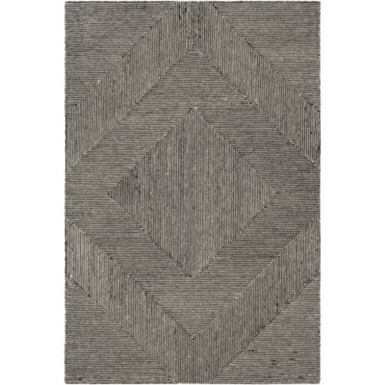 Peeta Geometric Handmade Tufted Wool Black/Cream Area Rug