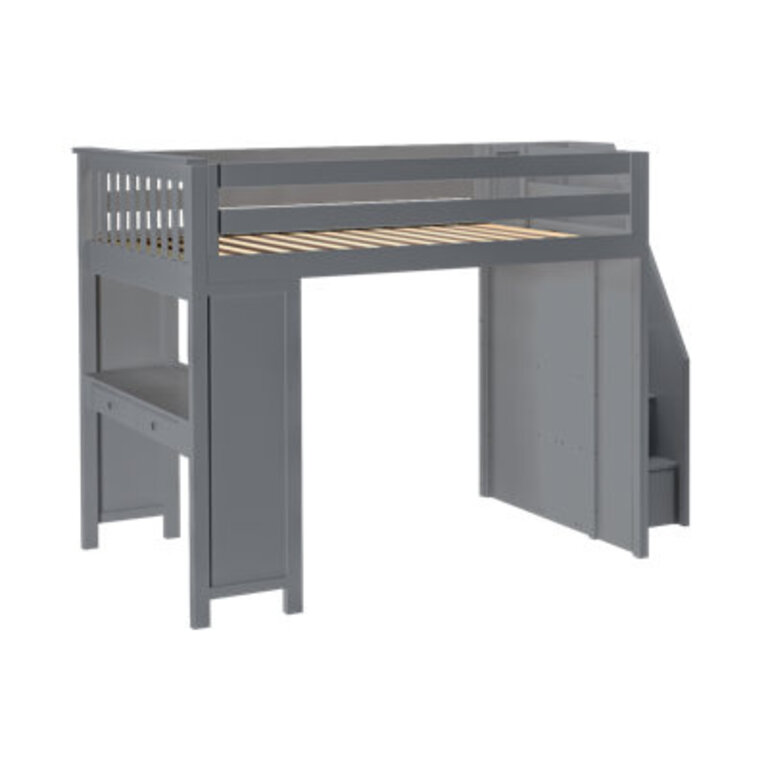Lennon Full 6 Drawer Solid Wood Loft Bed with Built-in-Desk