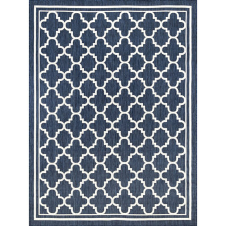 Findlay Geometric Flatweave Indoor/Outdoor Navy Area Rug