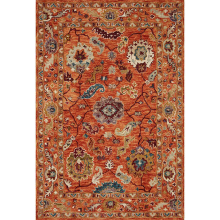 Fierros Floral Hand-Hooked Wool Orange Rug
