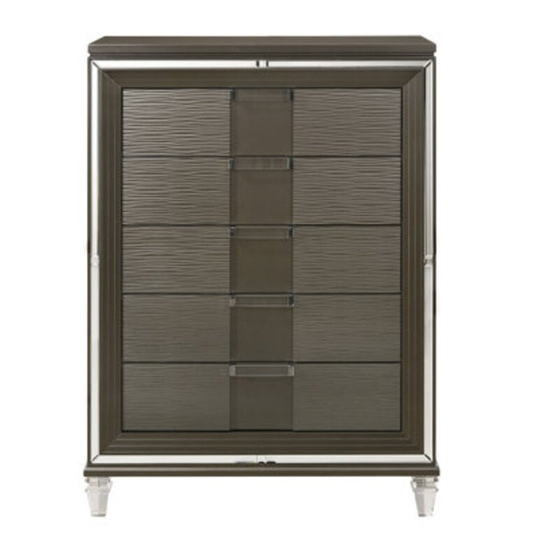 Bridgnorth Solid Wood 39'' W 5 - Drawer Dresser with Mirror