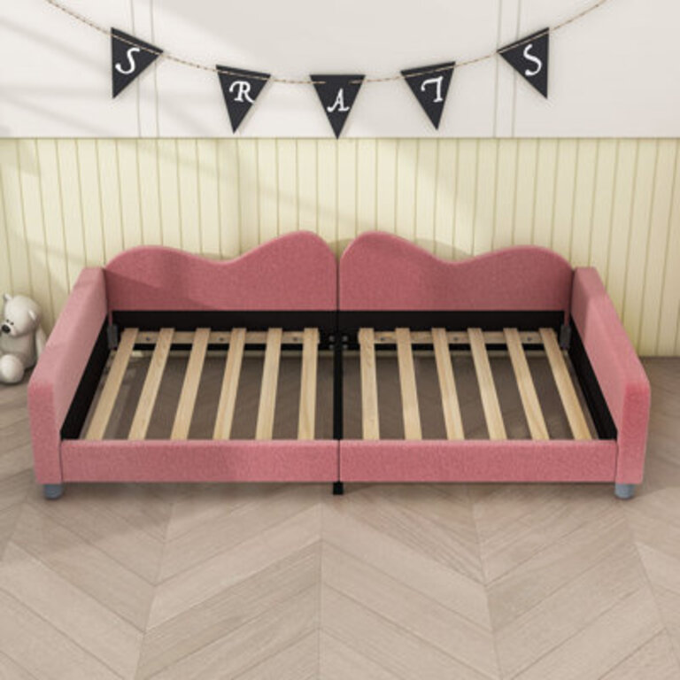 Wood Upholstered Daybed with Cloud-Shaped Backrest