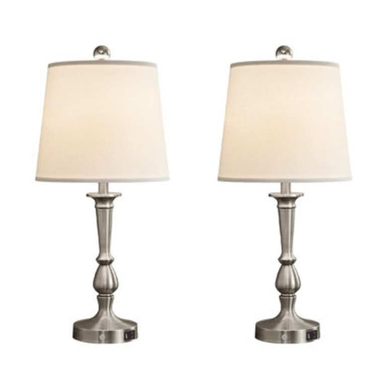 Abdul-Quddus 22" Touch Dimmable Metal Bedside Table Lamp with USB-A&C & Bulbs
