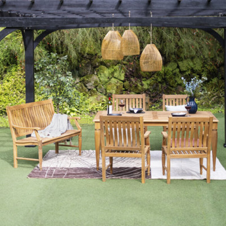 Allison 6 - Person Teak Wood Patio Dining Set with Rectangular Table
