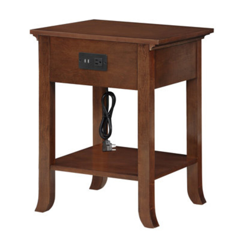 Carbin 24.25" Tall 1 Drawer End Table with Built-in Outlets and Pull-Out Shelf