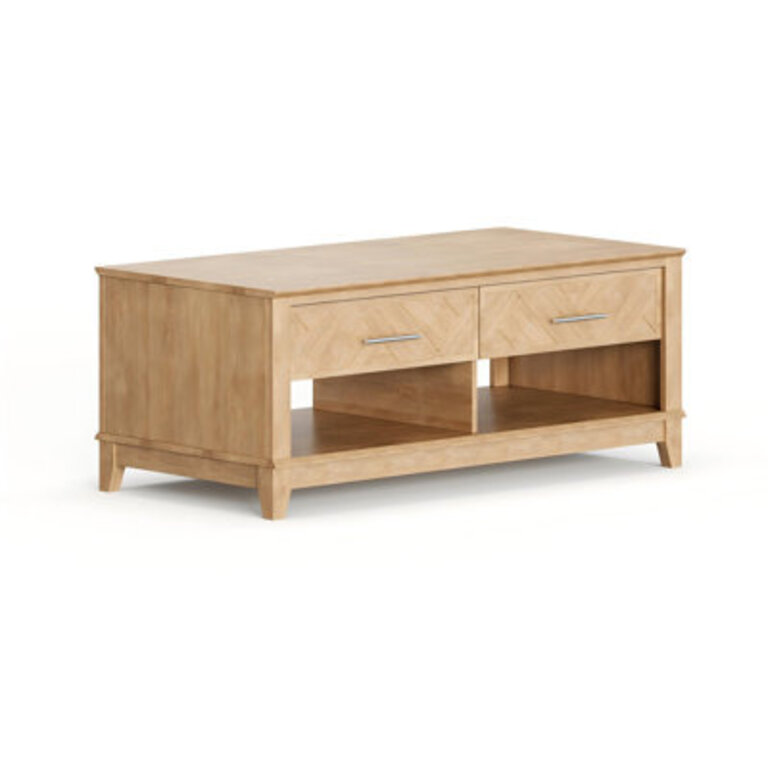 Millwood Pine Chevron Coffee Table ? Solid MDF Construction with Woodgrain Laminate Top, Classic Geometric Design ? Rectangular Living Room Center Table