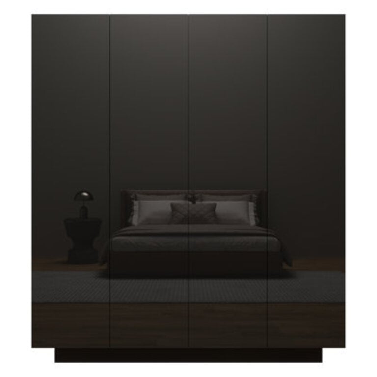 4-Door Armoire with High Gloss Finish and LED Lights