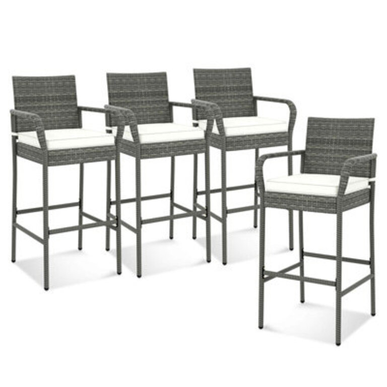 Leahla Polyethylene (PE) Wicker Outdoor 30'' Bar Stool with Cushion