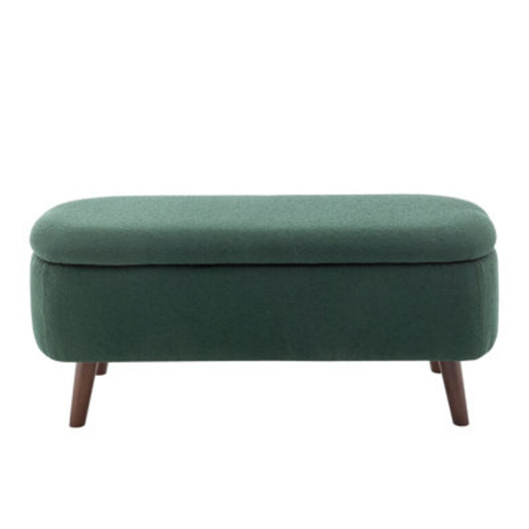 Caralina Fabric Flip Storage Bench with Wooden Legs