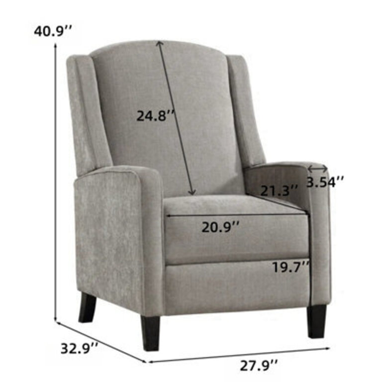 27.9" Wide Modern and Upholstered Soft Push Back Recliner