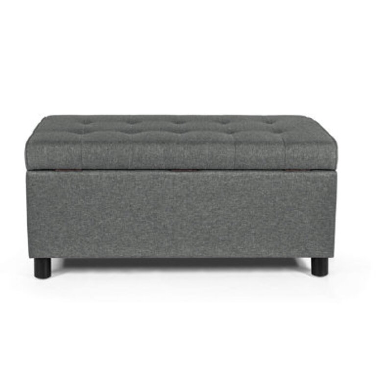 Linen Blend Upholstered Storage Bench