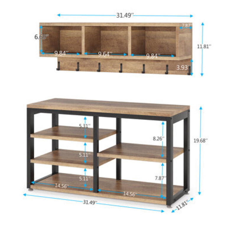 Edalyn 31.5"  Wide Hall Tree with Bench and Shoe Storage