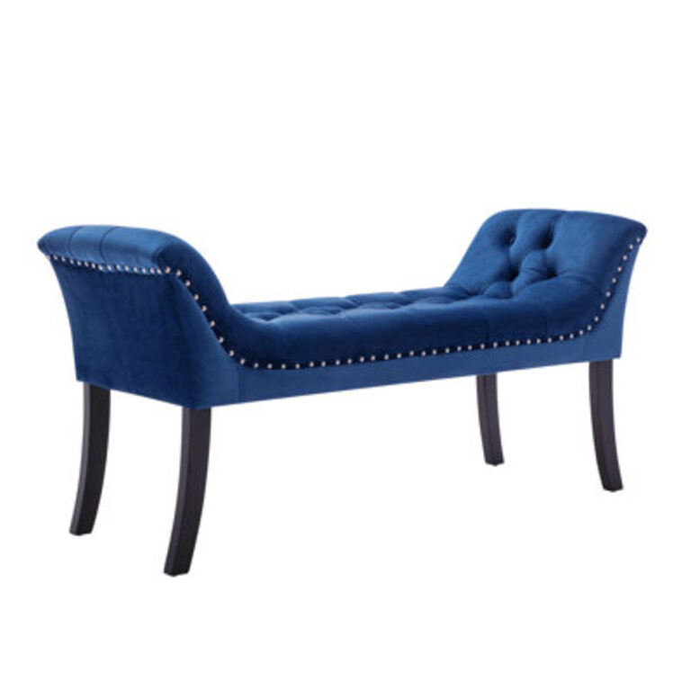 Royston Tufted Velvet Bench with Rubberwood Legs