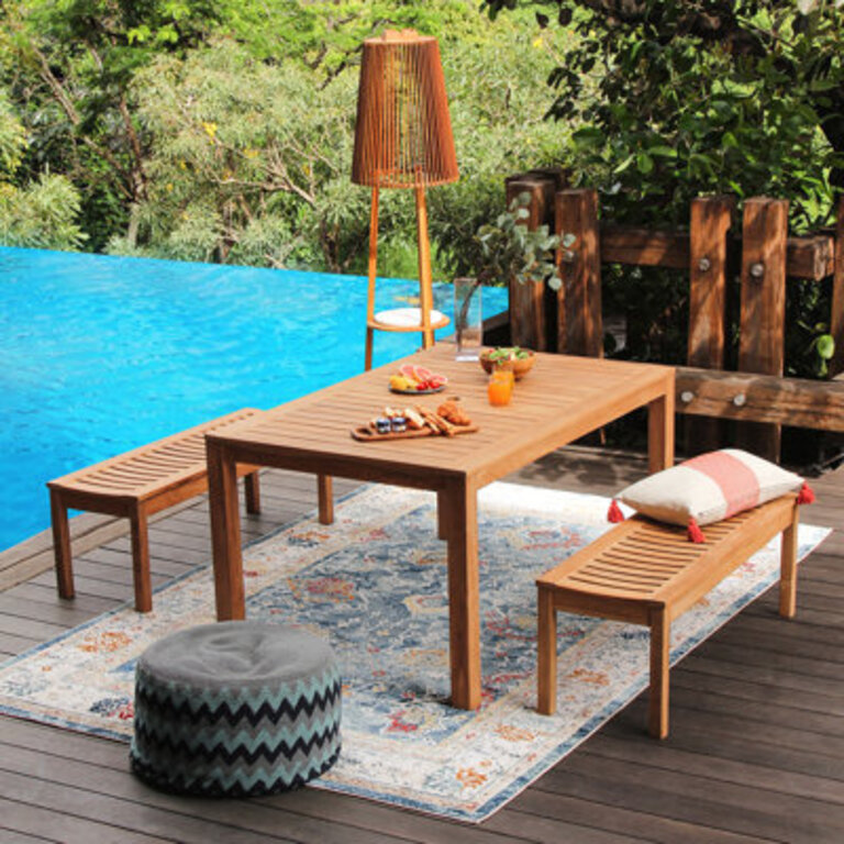 Summerton 4-Person Teak Outdoor Rectangular 59" Long Dining Set