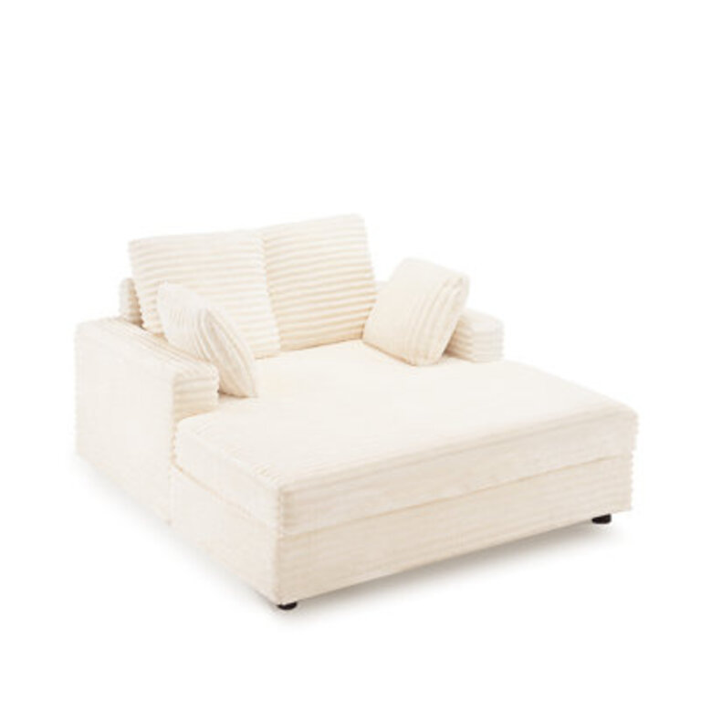 54 Inches Wide Corduroy Upholstered Chaise Lounge Indoor