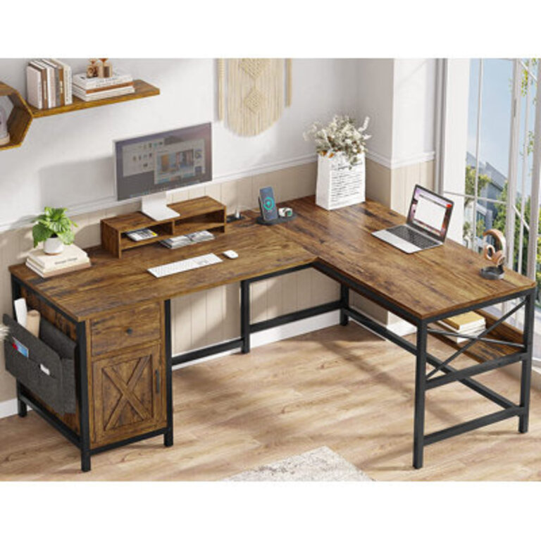 Height Adjustable L-Shape Desk