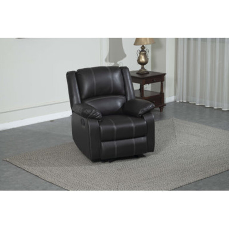 Modern PU Leather Upholstered Motion Recliner with Pillow Top Armrest, Rocker Recliner