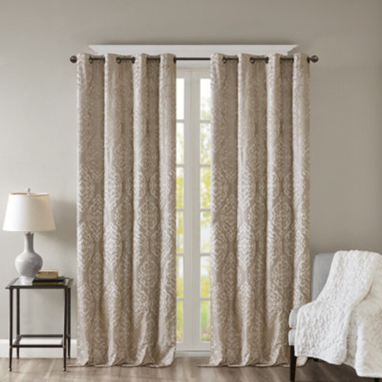 Mirage Damask Total Blackout Thermal Grommet Single Curtain Panel