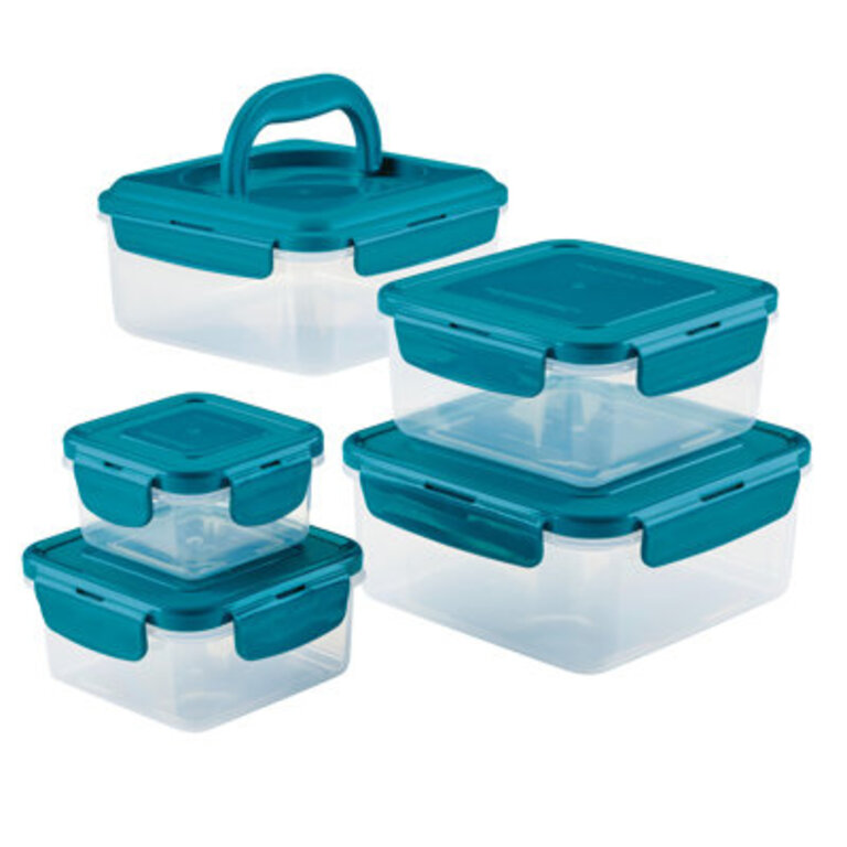Leak-Proof Nestable Square 5 Container Food Storage Set