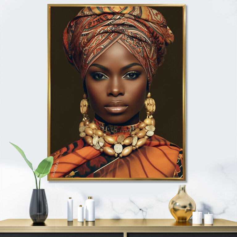 " Beautiful African Lady Traditional Style Attire I "