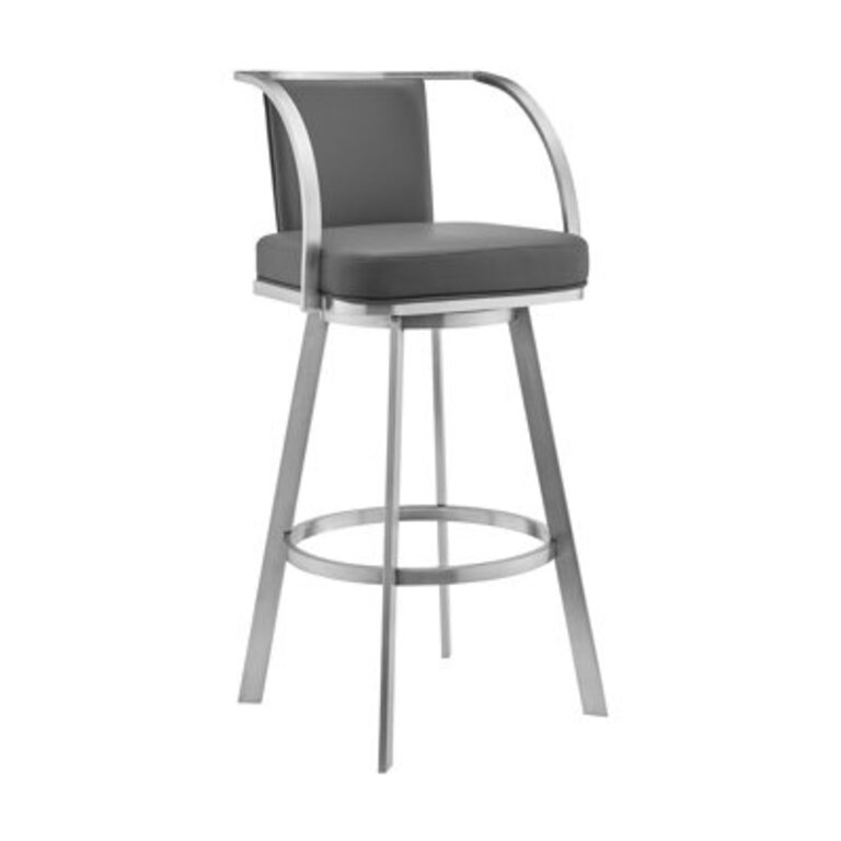 Anecia Faux Leather And Iron Swivel Counter Height Bar Chair