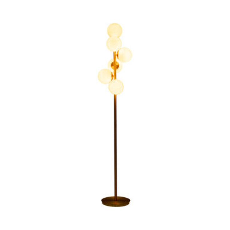 Modern Glam Glass 72" Frosted Globe Floor Lamp, Gold, Pedestal - 14" x 14" x 72"
