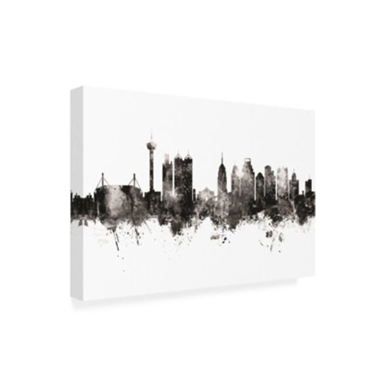 " San Antonio Texas Skyline Black White " by Michael Tompsett