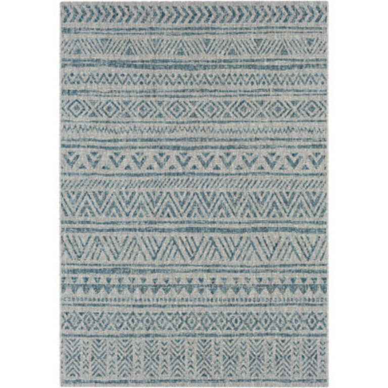 Tomas Southwestern Machine Woven Aqua/Gray Area Rug