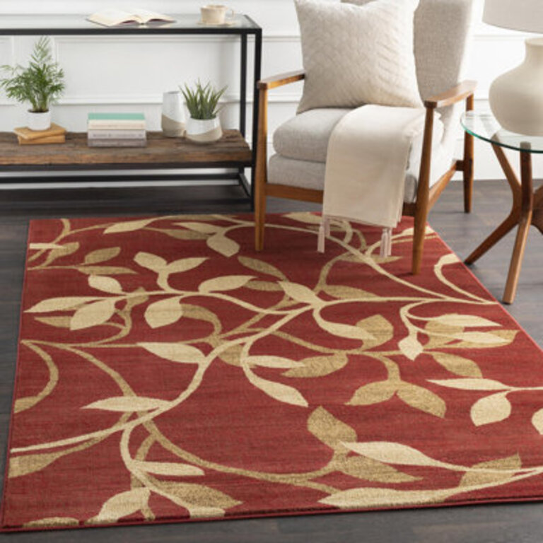 Feagin Floral Dark Red Area Rug