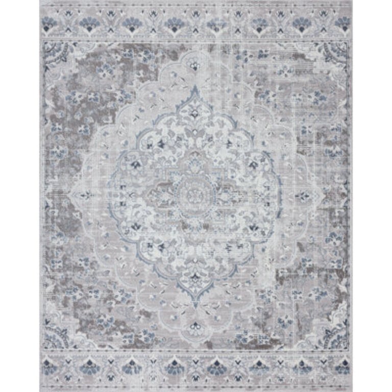 Conda Oriental Gray & Blue Indoor Area Rug for Living Room, Dining Room, Bedroom