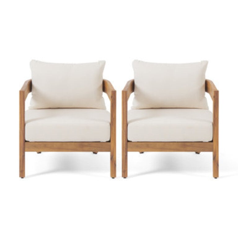 Lorene Acacia Premium All-Weather Wicker Outdoor Lounge Chair