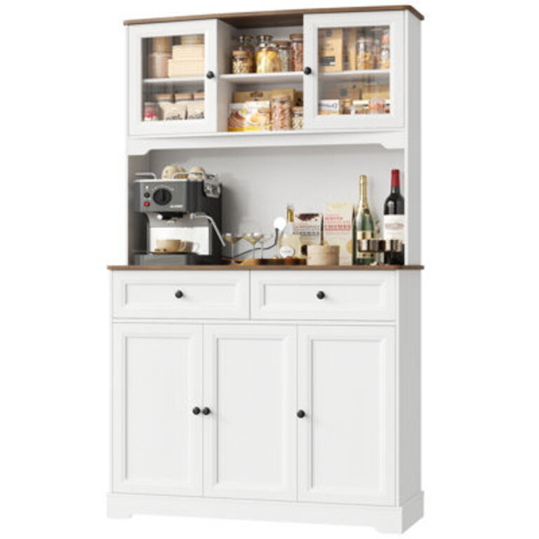 Arizana 713 Kitchen Pantry With Microwave Shelf Wood Storage Pantry Cabinet with Drawers