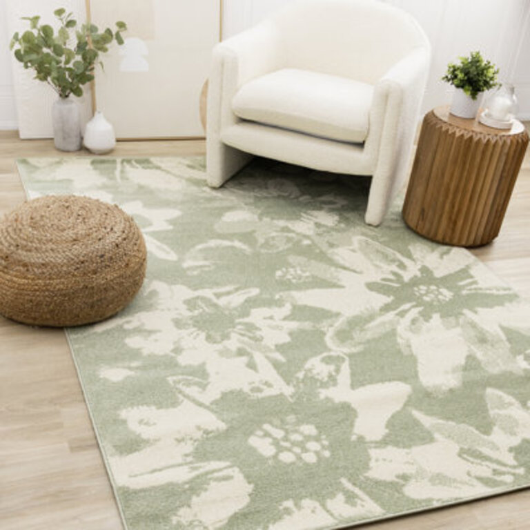 Brue Elegant Green Floral Indoor Area Rug