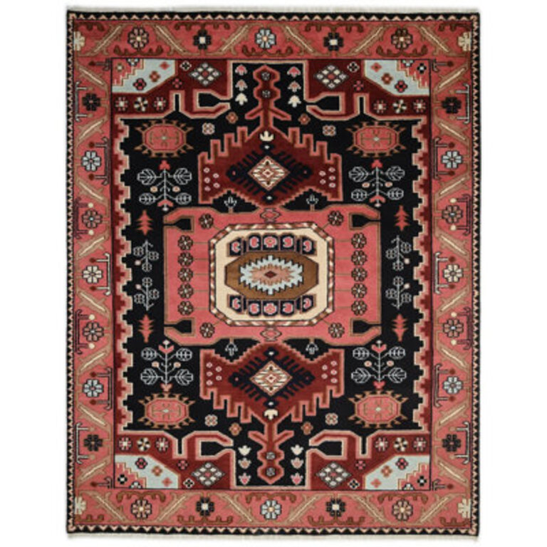 Matteson Hand-Knotted Area Rug in Black