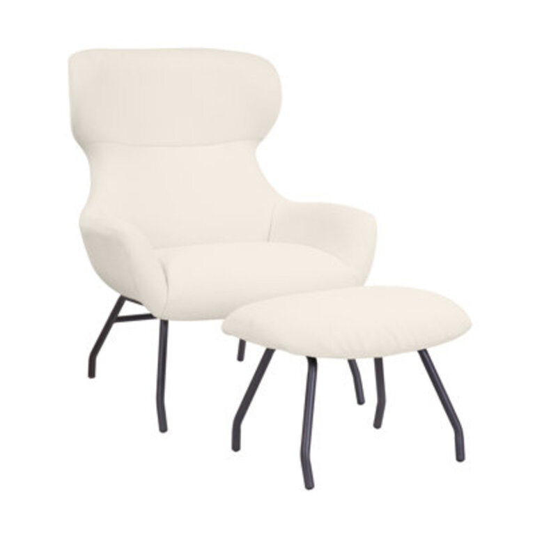 Cathalina Fabric Wingback Accent Chair with Ottoman