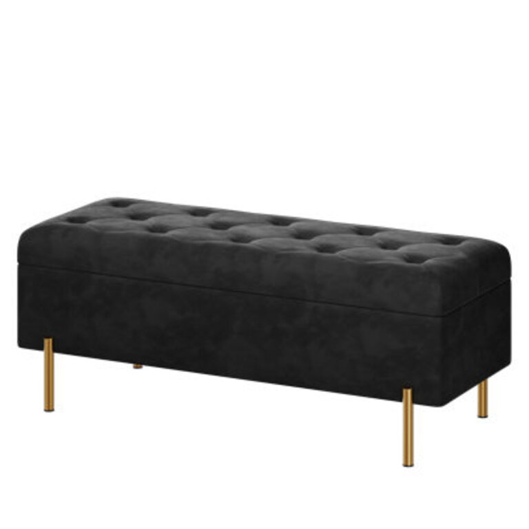 Eckman Velvet Upholstered Storage Bench