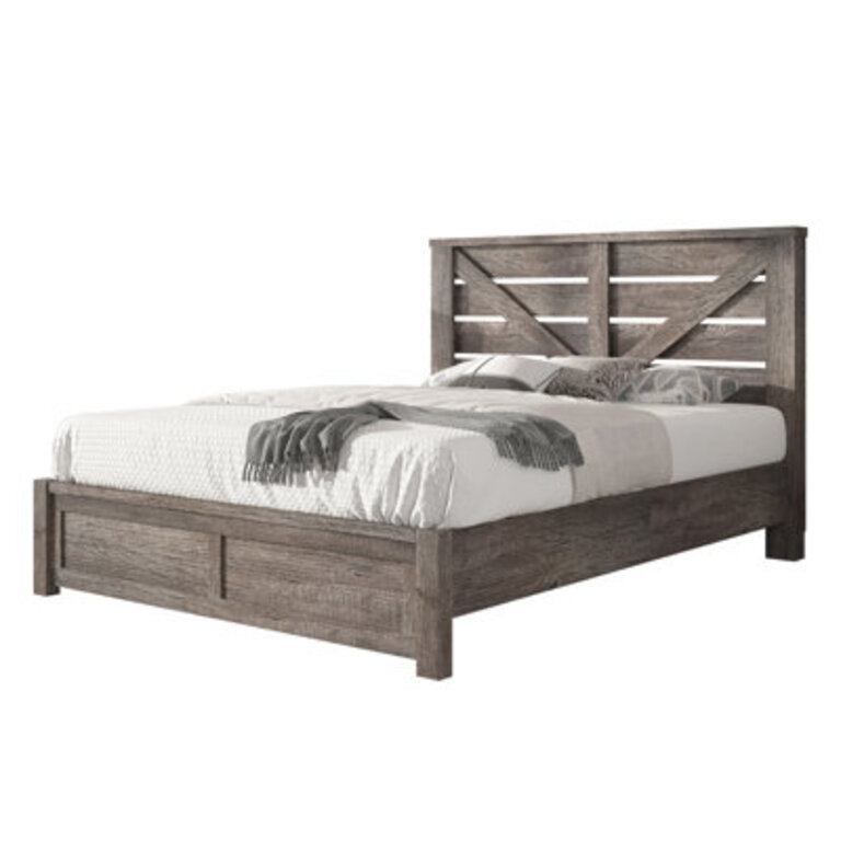 Oceant Farmhouse Bed Frame with 492 Barn Door Headboard