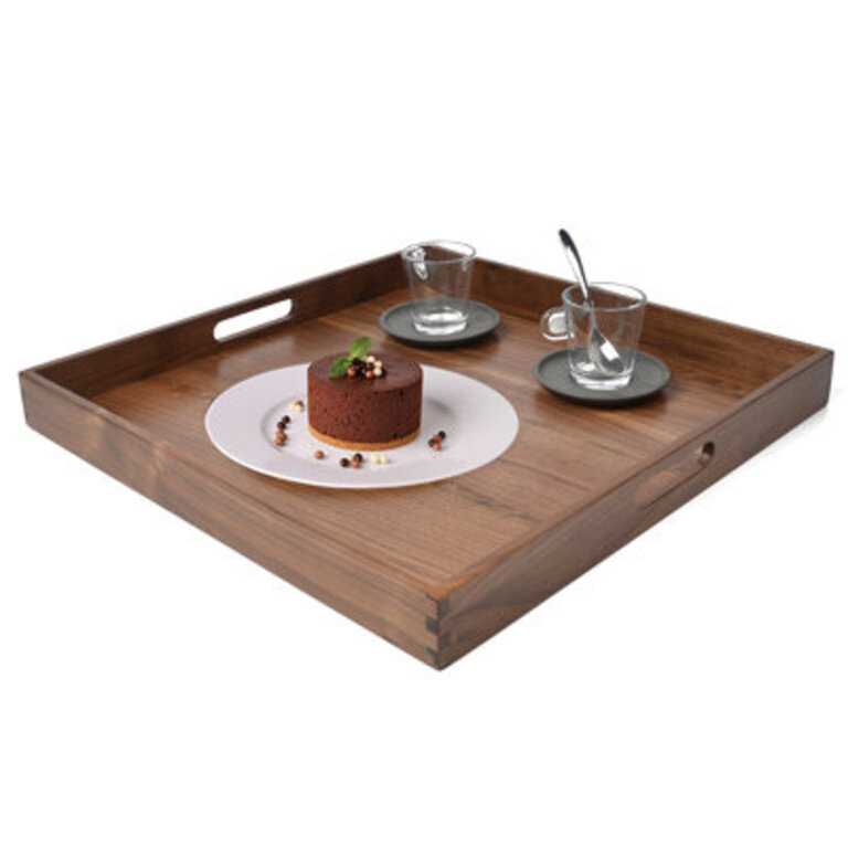 Glantz Square Black Walnut Solid Wood Serving Tray Ottoman Tray