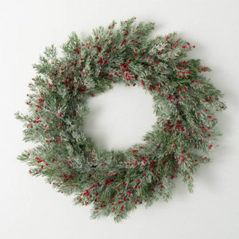 22 Artificial Cedar Red Berry Christmas Wreath Green-Red