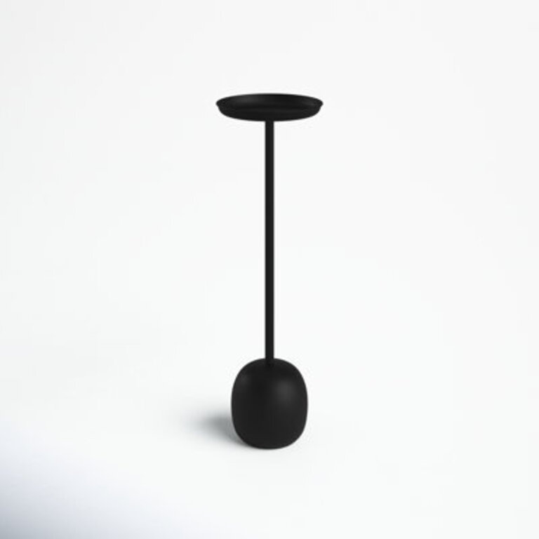 Modern Metal 25H Drink Table in Black Finish with Round Top Accent Table