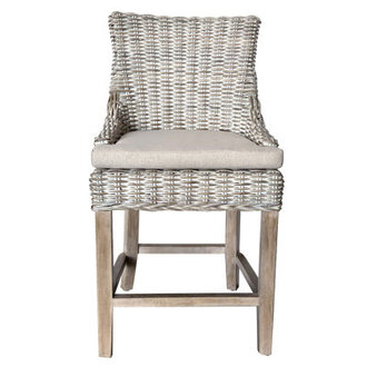 Upholstered Counter Stool with Solid Wood Frame