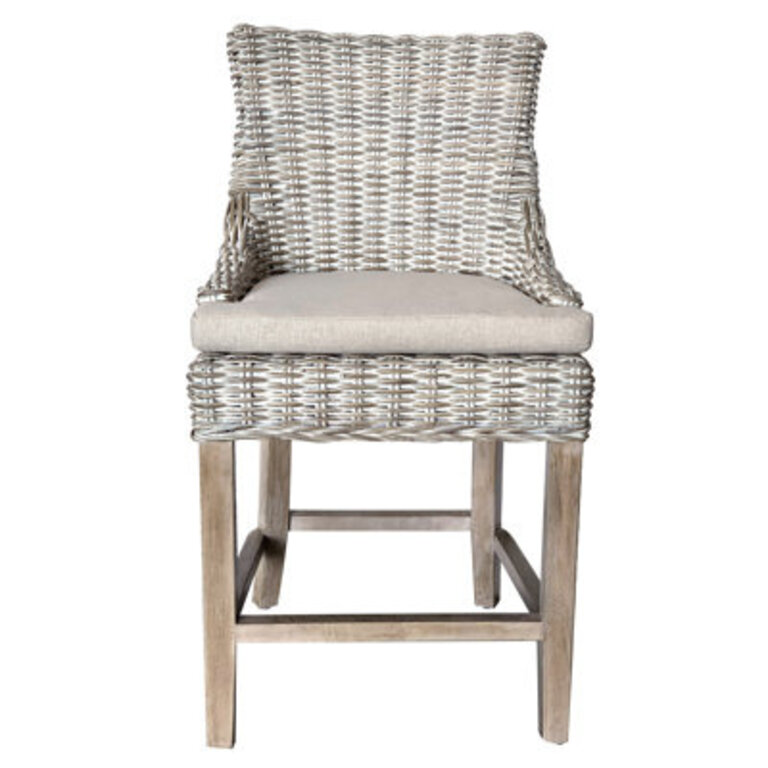 Upholstered Counter Stool with Solid Wood Frame