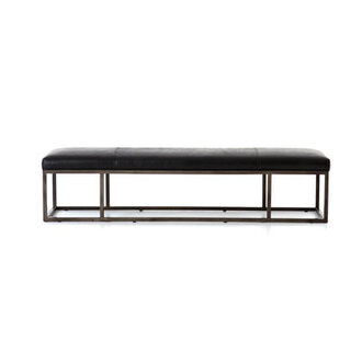 Roux Genuine Leather Upholstered Bench