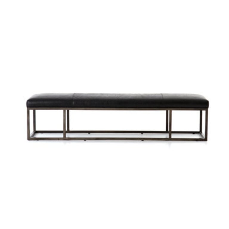 Roux Genuine Leather Upholstered Bench
