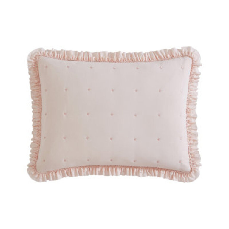 MF Eyelet Laura Ashley Hailee Solid Pink Cozy Quilt Set