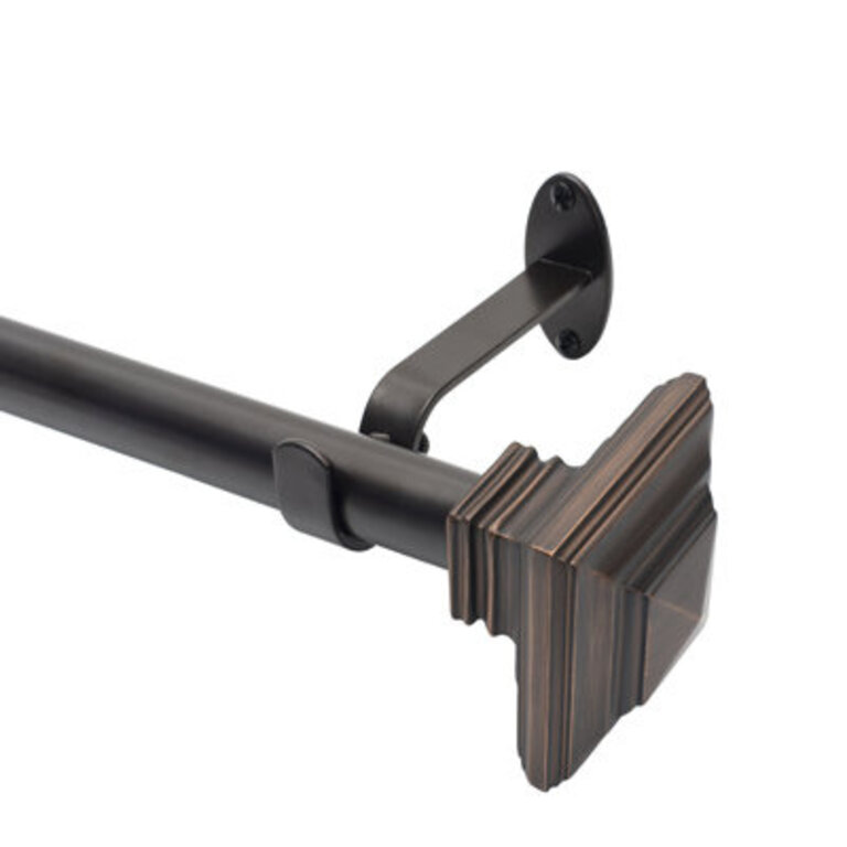 Brenton Single Curtain Rod with Stacked Square Finial