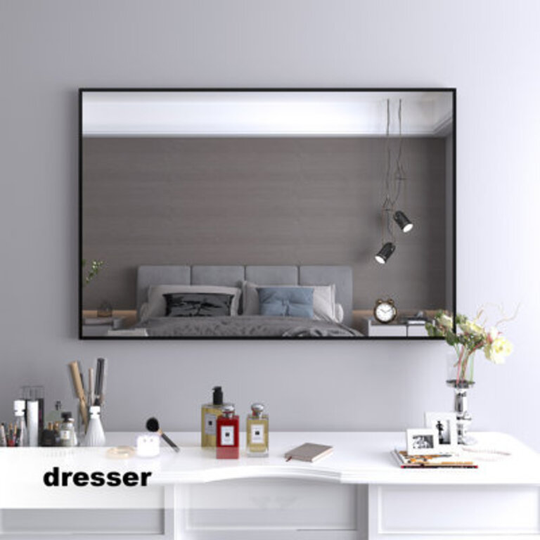 Lesamuel Wall Mounted Vanity Mirror w Aluminum Frame for Bedroom Entryway Living Room