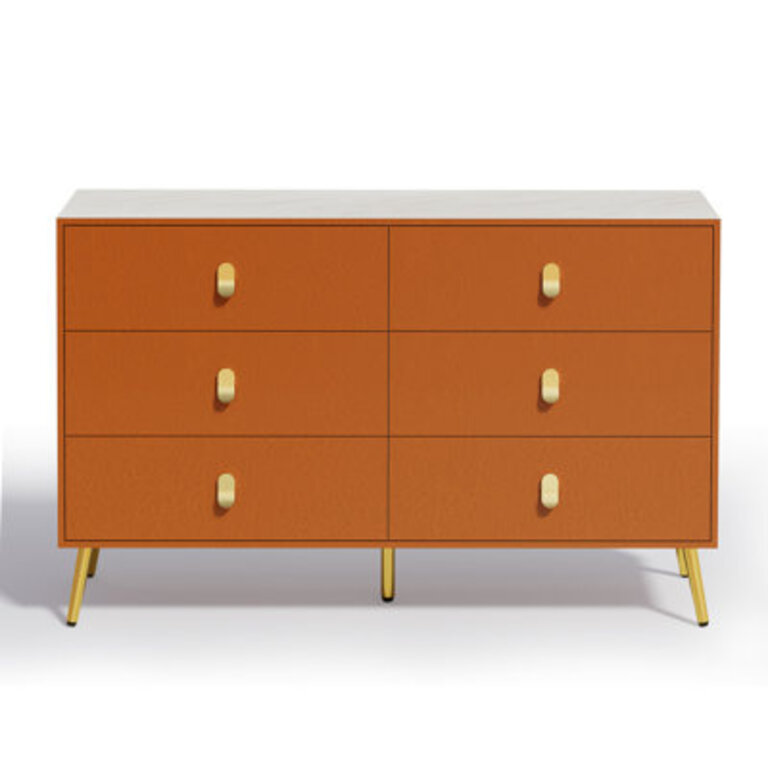 6 Drawer 472w Leather  Double Dresser